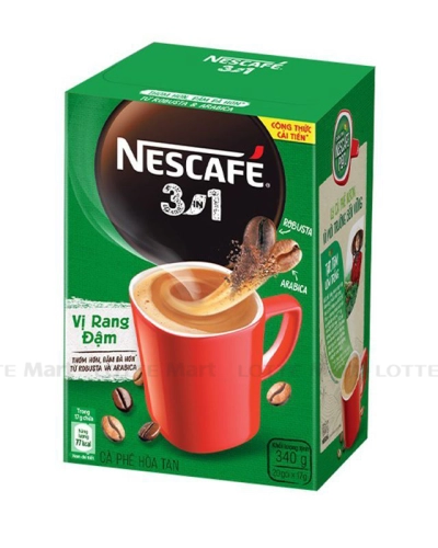  NESCAFÉ 3in1 Cà phê rang xay hòa tan Đậm vị cà phê Hộp 18 gói x 17 g