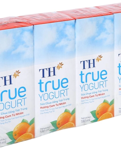 Sữa chua uống hương cam TH True Yogurt hộp 180ml (vỉ 4 hộp x 180ml)