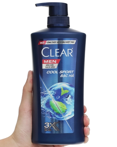 Dầu gội Clear Men Cool Sport Bạc Hà sạch gàu 630g- CHAI