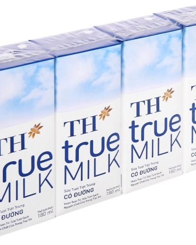 Sữa tươi tiệt trùng có đường TH True Milk hộp 180ml (vỉ 4 hộp x 180ml)