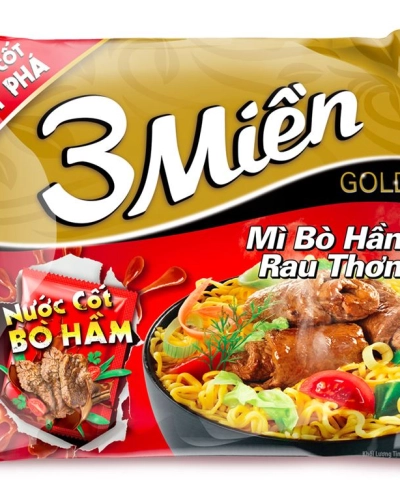 Mì 3 Miền Gold bò hầm rau thơm (gói 75g)