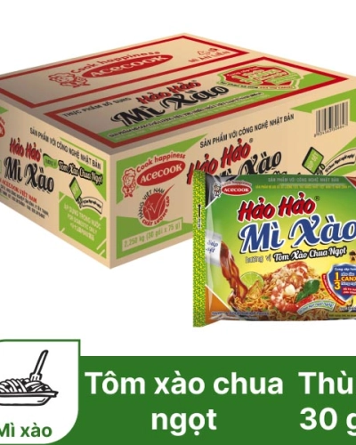  Mì Hảo Hảo xào tôm chua ngọt (thùng 30 gói x 75g)