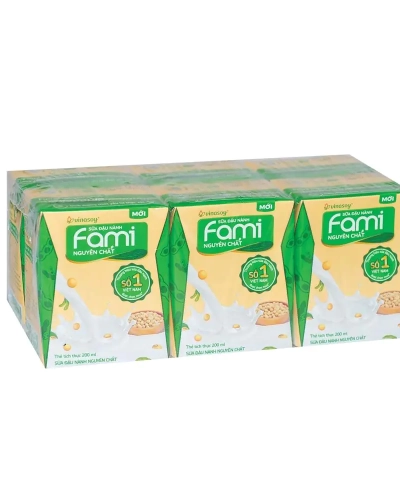 Sữa đậu nành Fami nguyên chất Vinasoy (lốc 6 hộpx200ml)