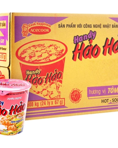 Mì ly handy Hảo Hảo tôm chua cay (thùng 24 ly x 67g)