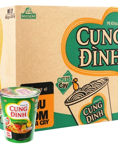 Mì ly khoai tây vị lẩu tôm chua cay Cung Đình (thùng 24 ly x 65g)