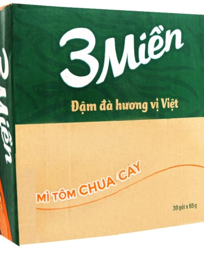Mì 3 Miền tôm chua cay (thùng 30 gói x 65g)