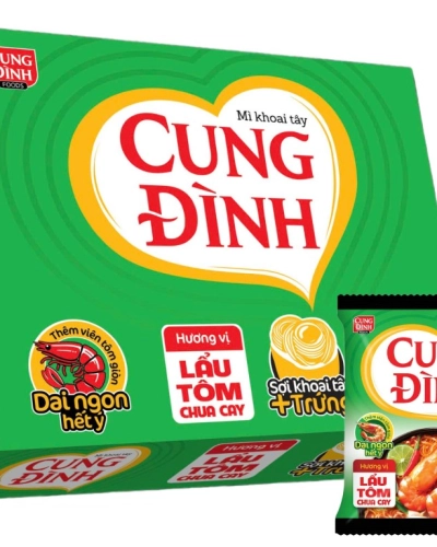 Mì khoai tây Cung Đình lẩu tôm chua cay (thùng 30 gói x 85g)