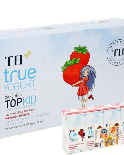Sữa chua uống hương dâu TH True Yogurt hộp 180ml (thùng 48 hộp x 180ml)