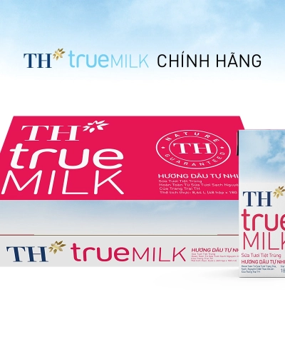 Sữa TH tiệt trùng hương dâu hộp 180ml (thùng 48 hộp x 180ml)