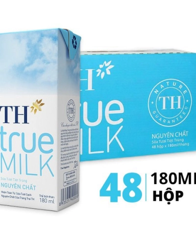 Sữa tiệt trùng TH True Milk nguyên chất (thùng 48 hộp x 180ml)
