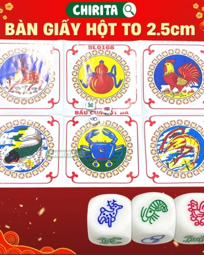 Bầu cua bàn giấy hột xịn (Bộ)