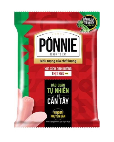 Xúc xích dinh dưỡng thịt heo Ponnie (5 Cây x 35g)