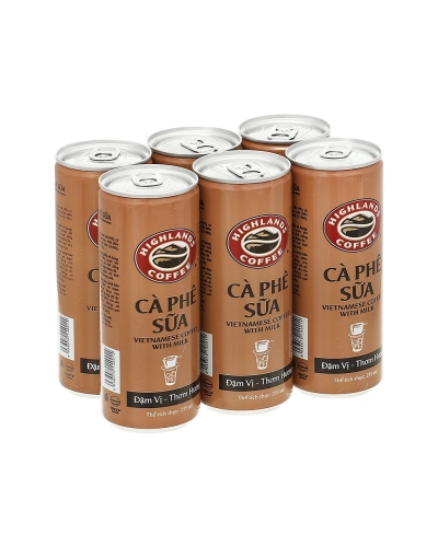 Cafe sữa Highlands Coffee (lốc 6 lon x 235ml)