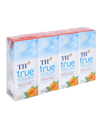 Sữa chua uống hương cam TH True Yogurt hộp 180ml (vỉ 4 hộp x 180ml)