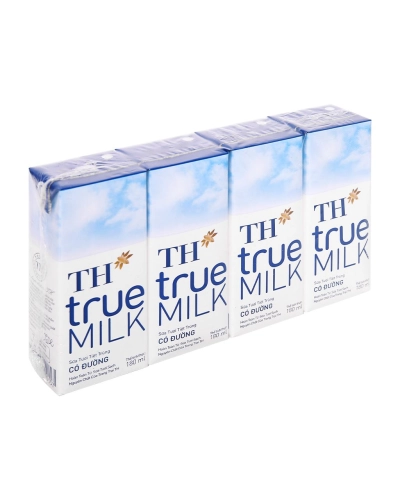 Sữa tươi tiệt trùng có đường TH True Milk hộp 180ml (vỉ 4 hộp x 180ml)