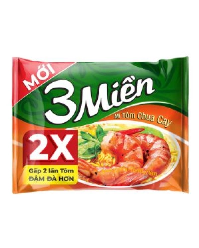 Mì 3 Miền tôm chua cay (gói 65g)