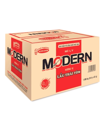 Mì ly Modern vị lẩu thái tôm (thùng 24 ly x 65g)