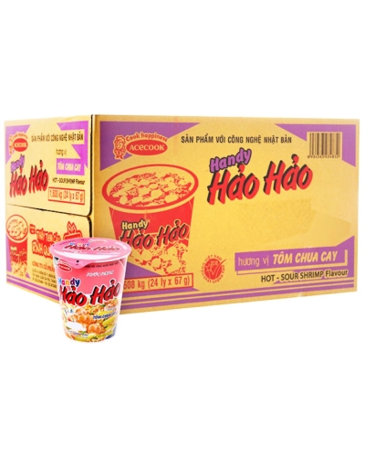 Mì ly handy Hảo Hảo tôm chua cay (thùng 24 ly x 67g)