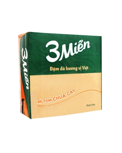 Mì 3 Miền tôm chua cay (thùng 30 gói x 65g)