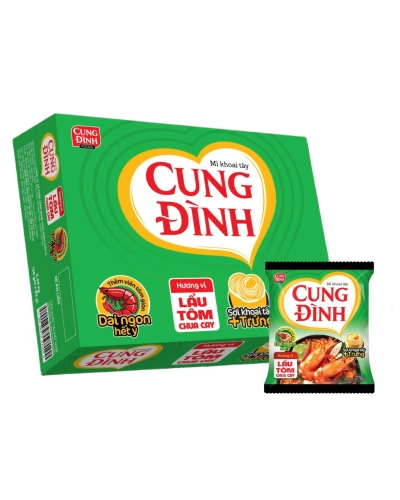 Mì khoai tây Cung Đình lẩu tôm chua cay (thùng 30 gói x 85g)