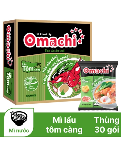 Mì Omachi tôm chua cay thái (thùng 30 gói x 80g)
