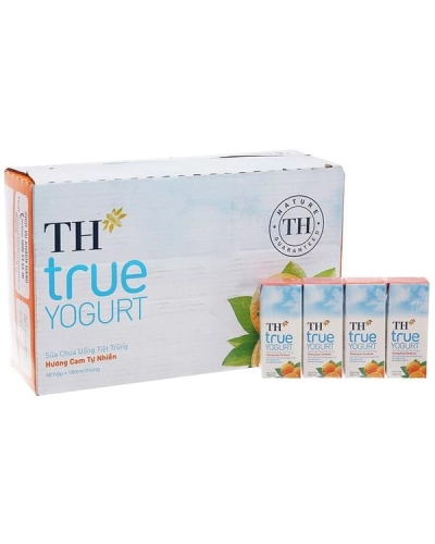 Sữa chua uống hương cam TH True Yogurt hộp 180ml (thùng 48 hộp x 180ml)