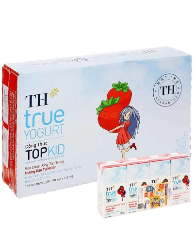 Sữa chua uống hương dâu TH True Yogurt hộp 180ml (thùng 48 hộp x 180ml)
