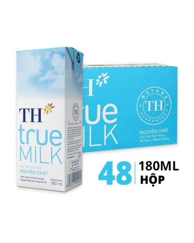 Sữa tiệt trùng TH True Milk nguyên chất (thùng 48 hộp x 180ml)
