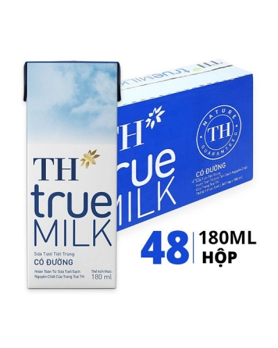 Sữa tươi tiệt trùng có đường TH True Milk hộp 180ml (thùng 48 hộp x 180ml)