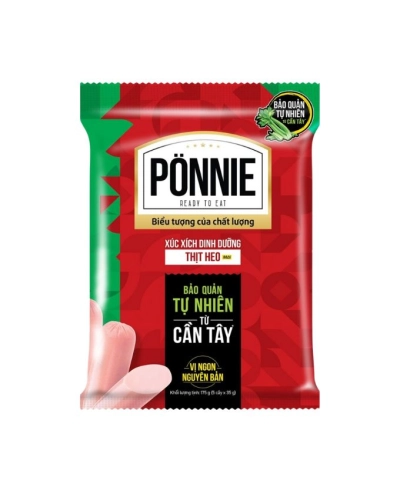 Xúc xích dinh dưỡng thịt heo Ponnie (5 Cây x 35g)