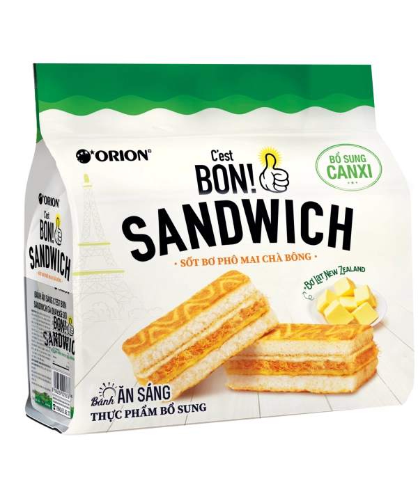 Bánh ăn sáng c’est bon Sanwich Sốt Bơ Phô Mai Chà Bông ( gói x 147g )