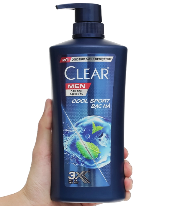 Dầu gội Clear Men Cool Sport Bạc Hà sạch gàu 630g- CHAI