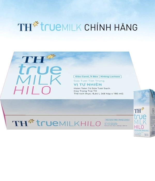 Sữa Hilo không đường ít béo vị tự nhiên TH true milk ( thùng 12 lốc x 180ml)