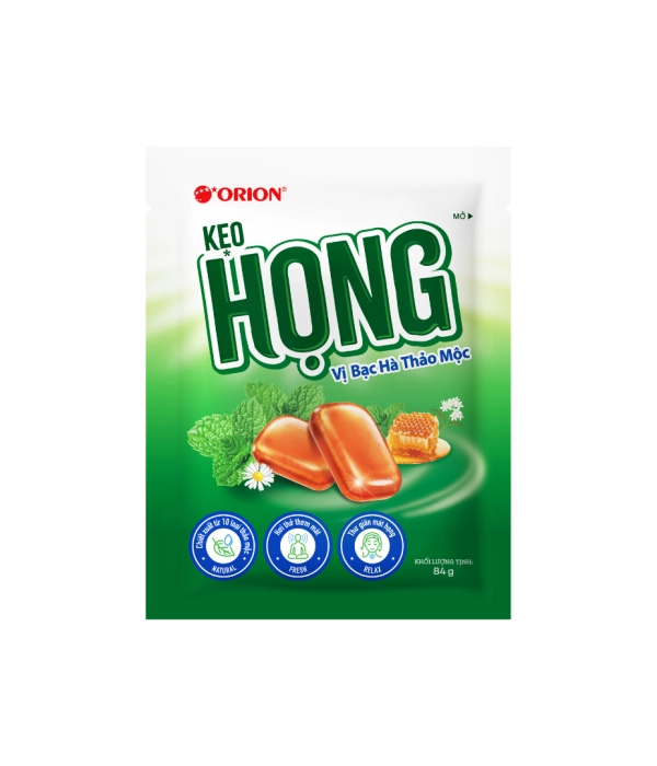 Kẹo ngậm Họng vị bạc hà thảo mộc Orion ( gói x 84g)