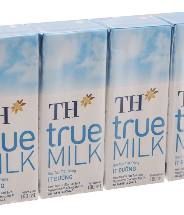 Sữa tươi tiệt trùng ít đường TH True Milk hộp 180ml (vỉ 4 hộp x 180ml)