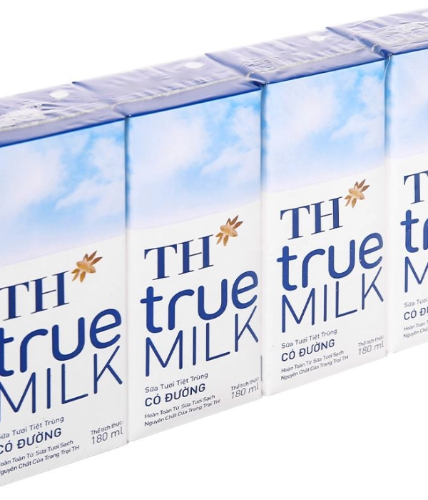 Sữa tươi tiệt trùng có đường TH True Milk hộp 180ml (vỉ 4 hộp x 180ml)