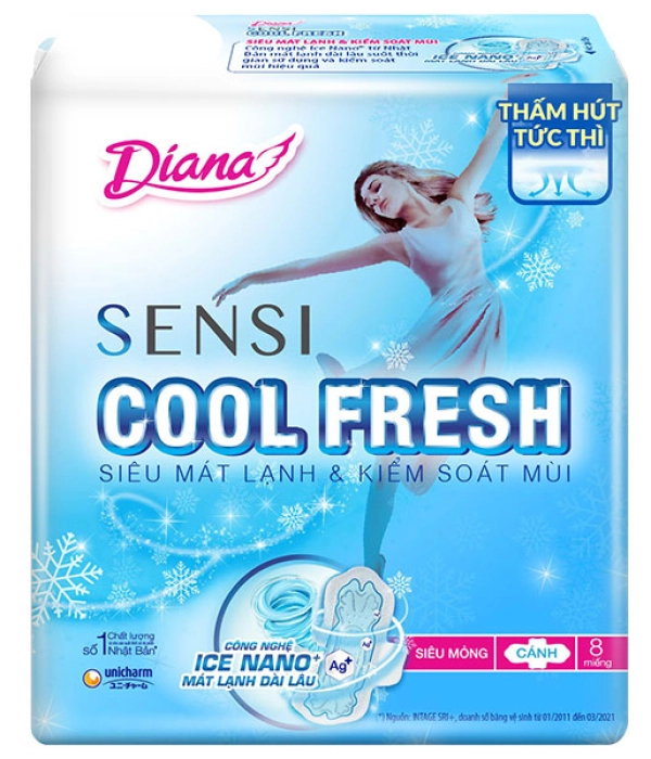 BVS Dianna hàng ngày Cool Fresh cánh (GÓI 8 miếng)