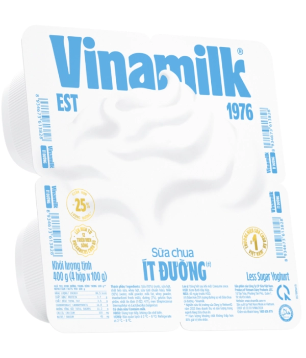 Sữa chua ít đường Vinamilk (vỉ 4 hộp x 100g)