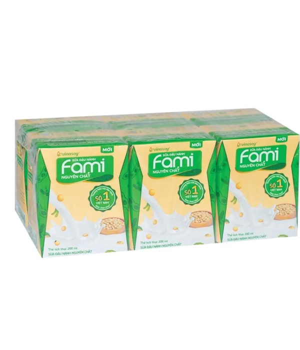 Sữa đậu nành Fami nguyên chất Vinasoy (lốc 6 hộpx200ml)