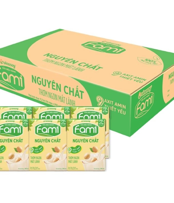 Sữa đậu nành Fami nguyên chất Vinasoy (thùng 6 lốc x200ml)