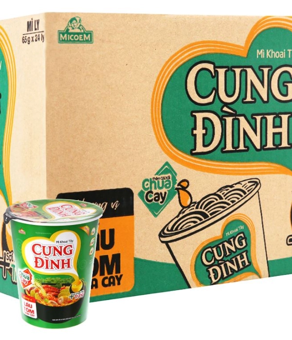 Mì ly khoai tây vị lẩu tôm chua cay Cung Đình (thùng 24 ly x 65g)