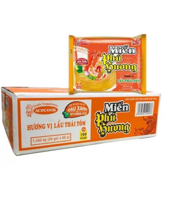 Miến Phú Hương vị lẩu thái tôm (thùng 24 gói x 63g)